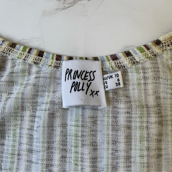 Princess Polly Square Neck Striped Stretch Crop Top Short Sleeve Size 6 - Picture 3 of 3